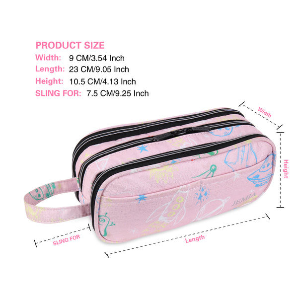 Jemia Pencil Case with 3 Independent Compartments (Polyester) Black