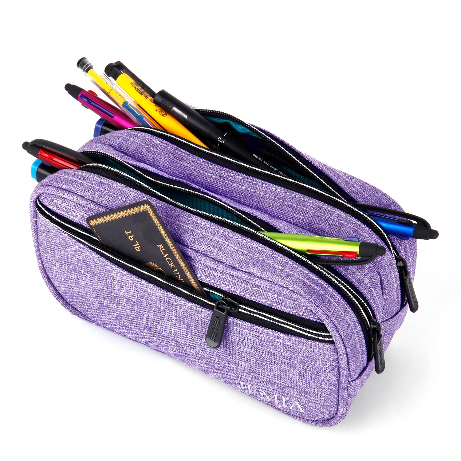Jemia Pencil Case with 3 Independent Compartments (Pink Galaxy, Polyester)